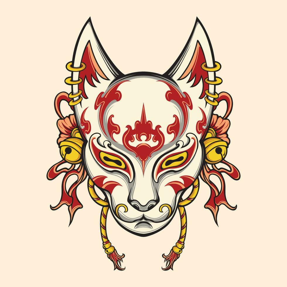 mask kitsune Japanese vector