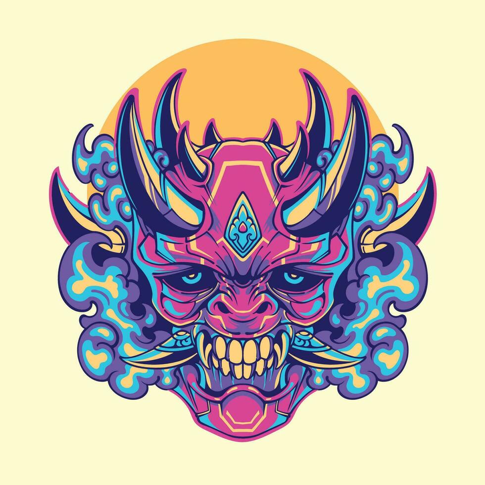 Japanese Oni Mask vector art