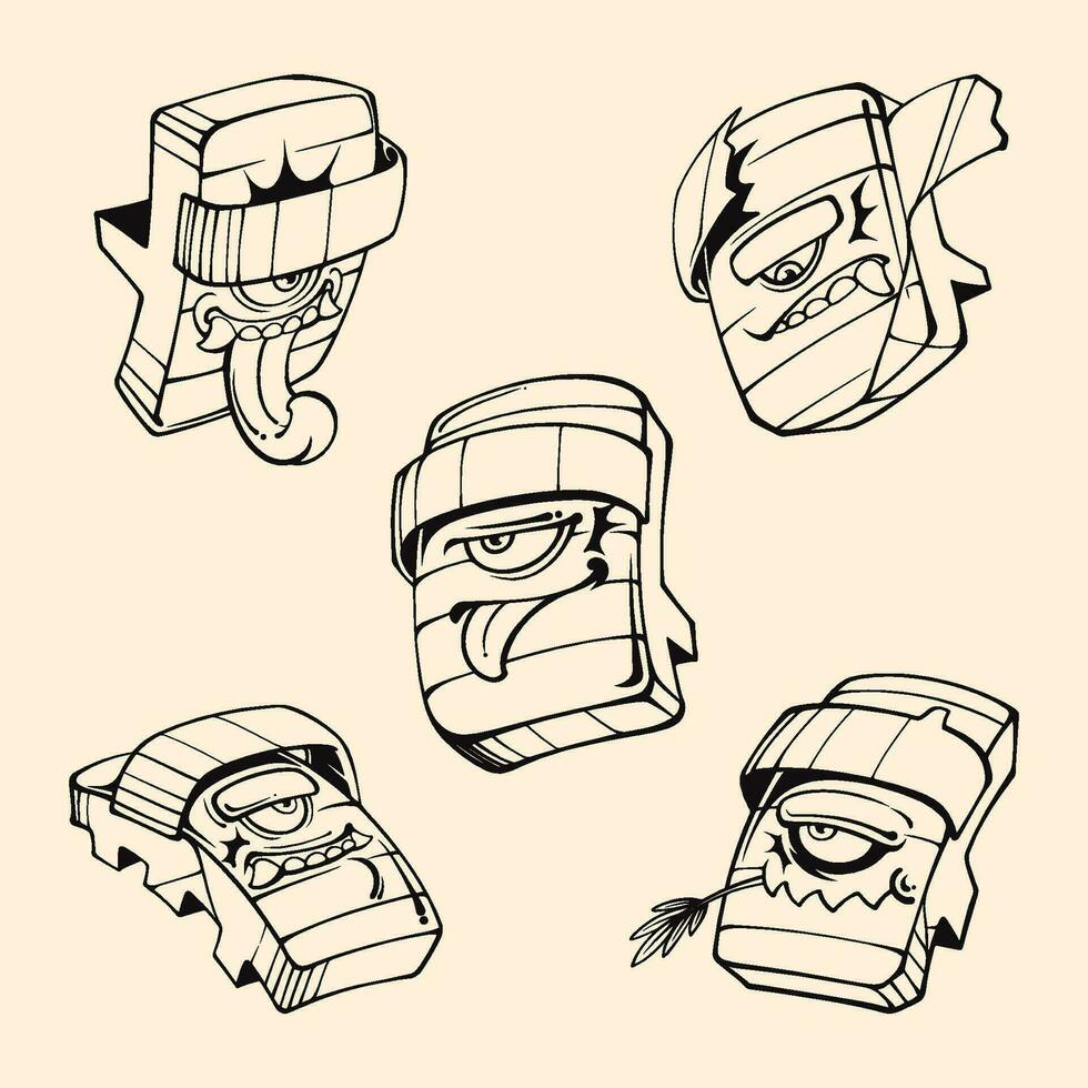 outline slippers mask japan outline vector