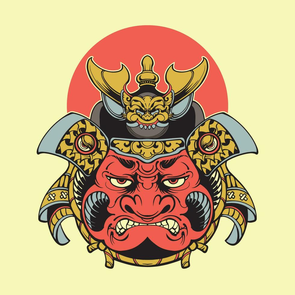 shogun face Japanese vector