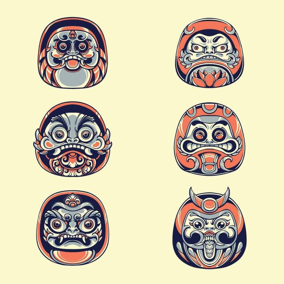 Japanese Daruma mask vector art