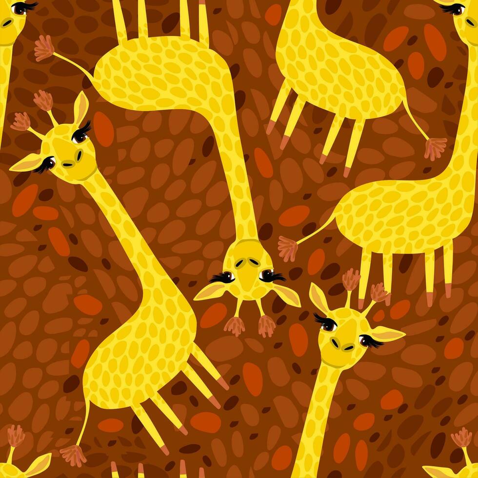 Vector cute seamless pattern with giraffes.