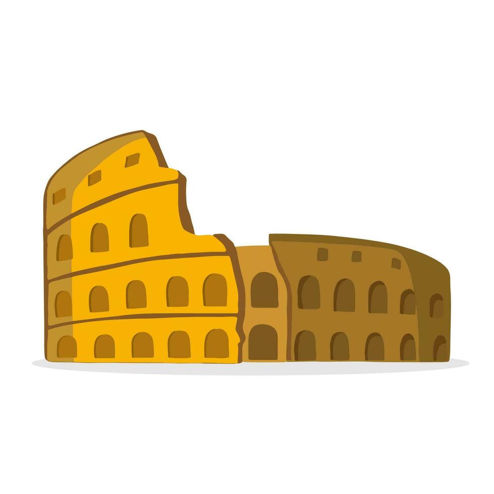 colosseum Rome Italy, gladiator fights, Symbol of Ancient Rome. Vector cartoon hand drawn