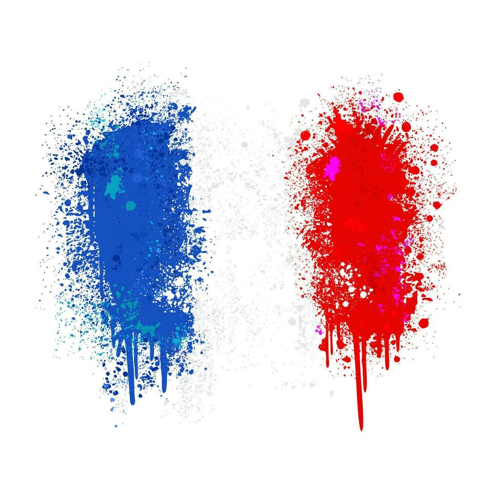National flag of France in graffiti style. Vector isolated illustration