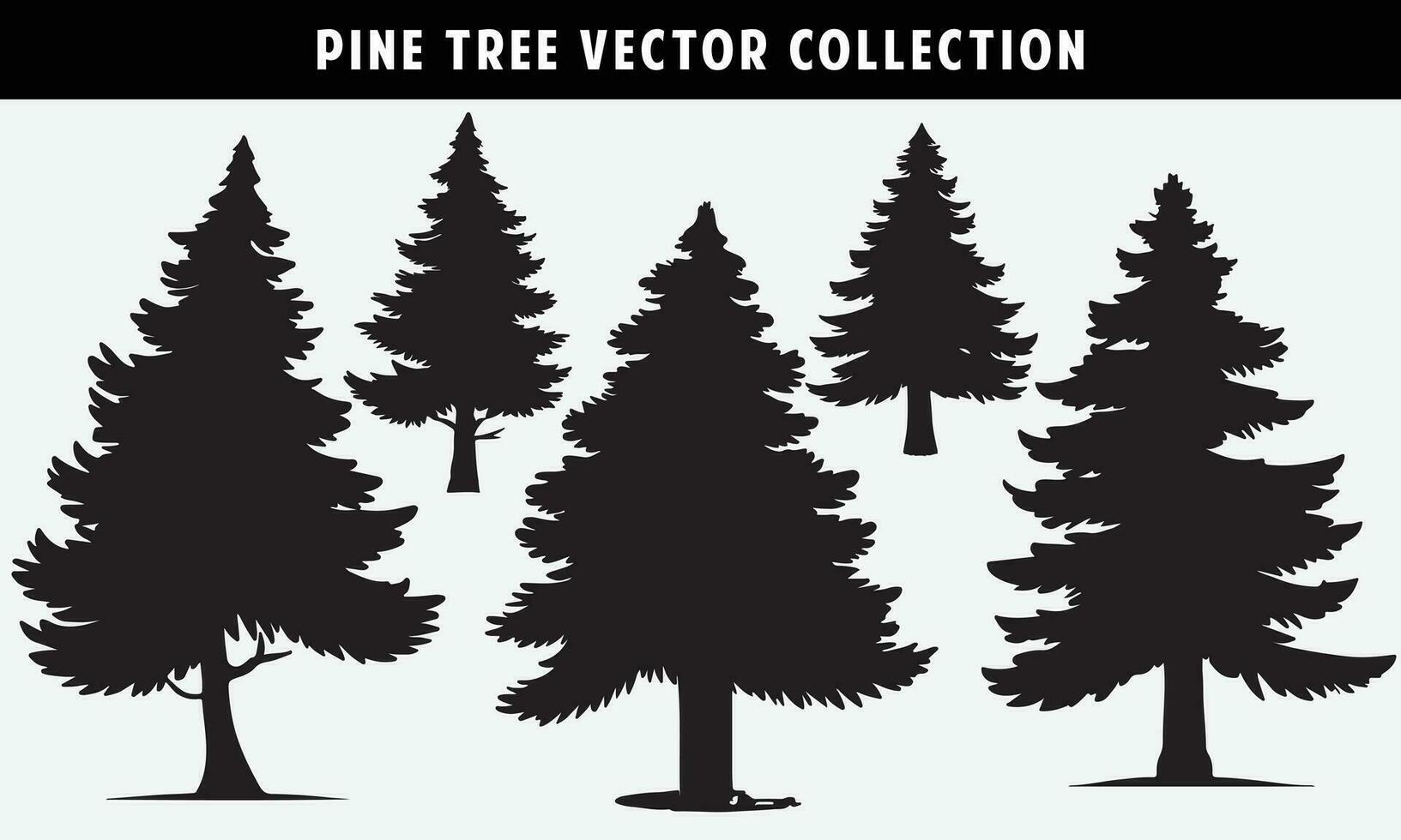 set of pine trees silhouettes vector graphics for design