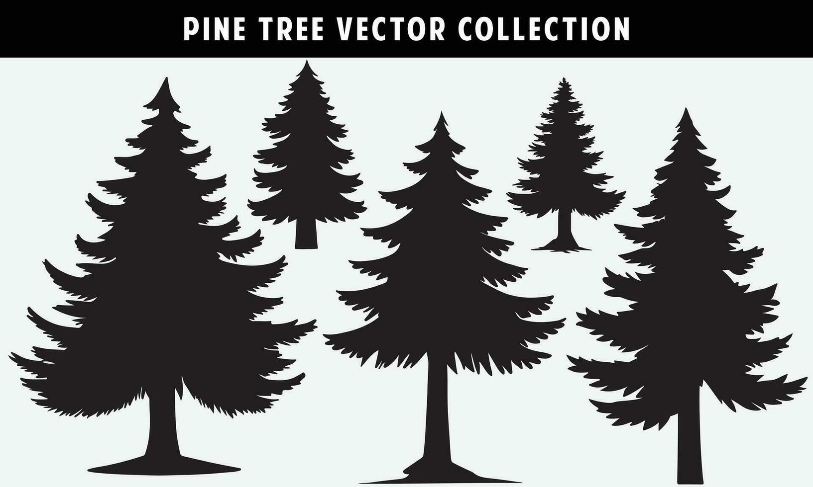 set of pine trees silhouettes vector graphics for design