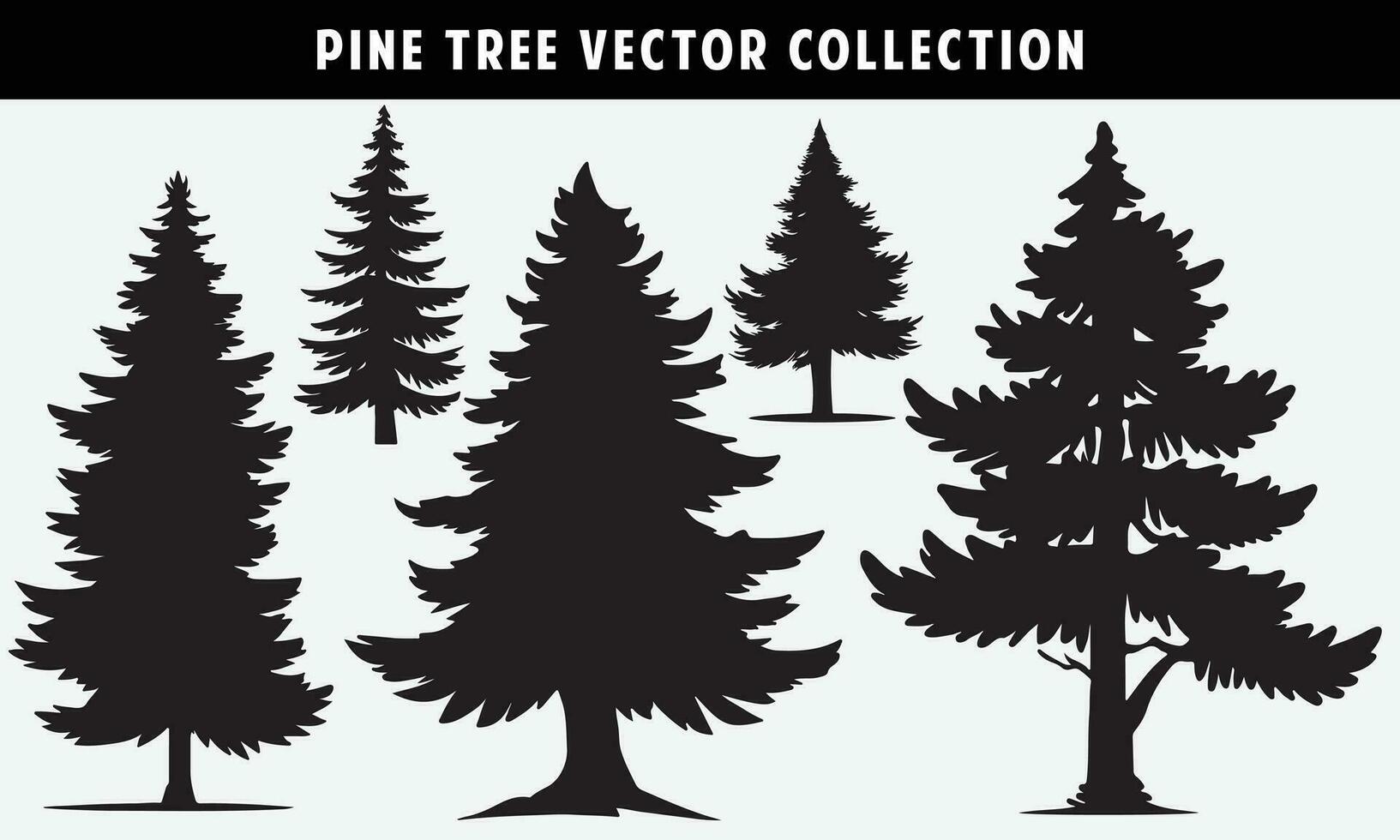 set of pine trees silhouettes vector graphics for design