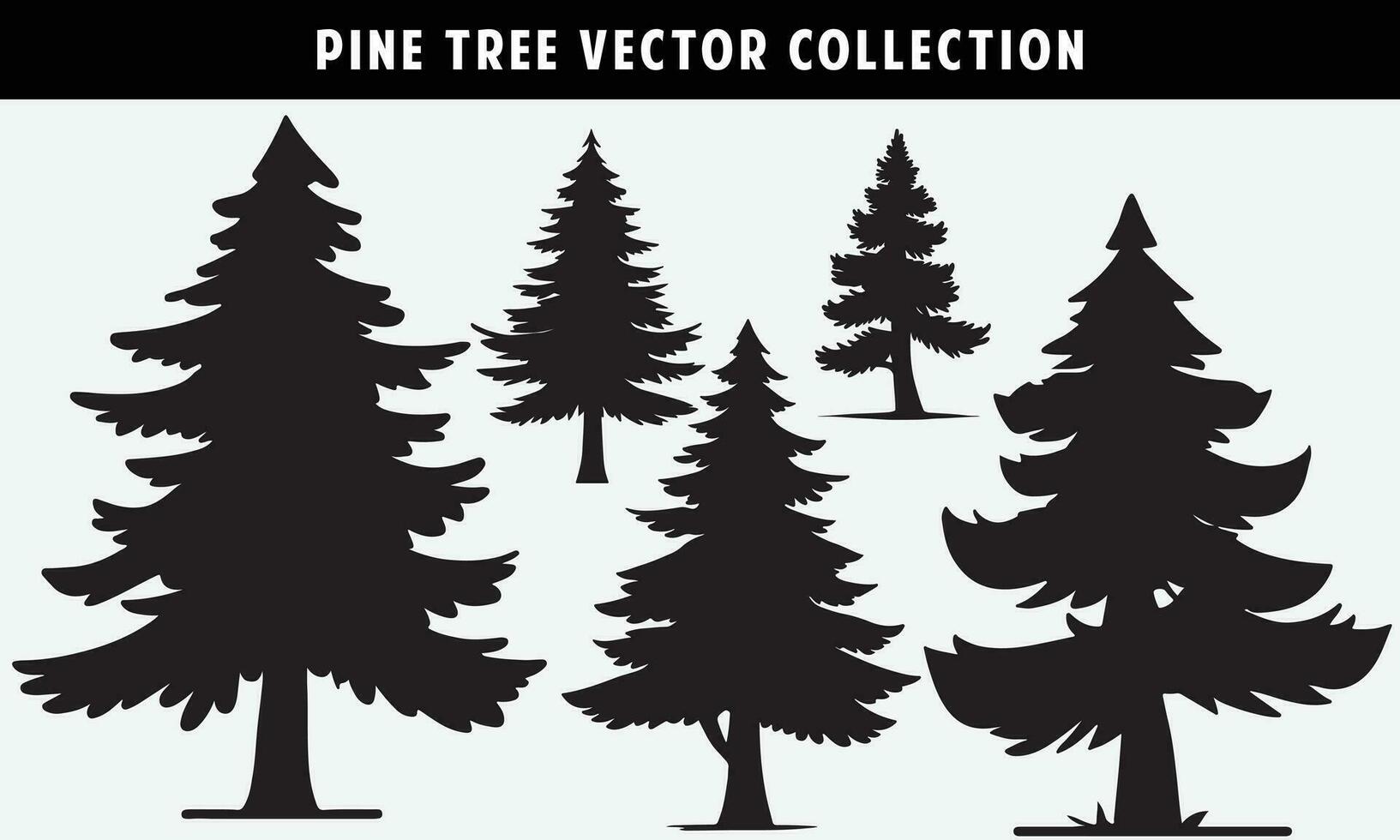 set of pine trees silhouettes vector graphics for design