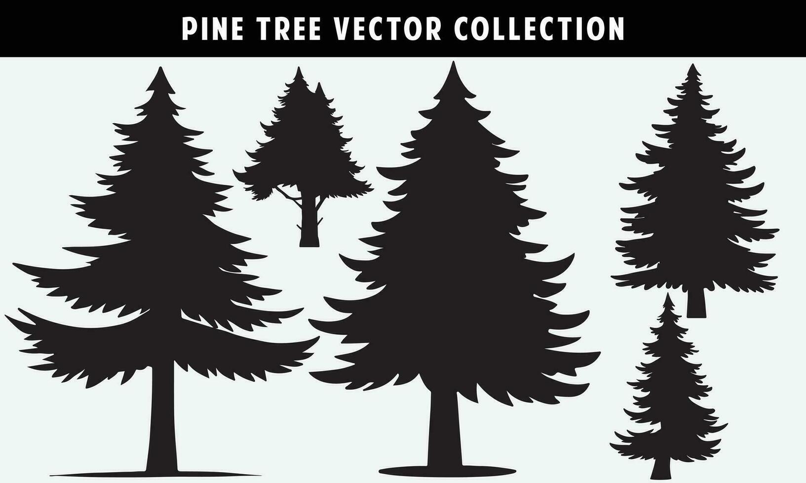 set of pine trees silhouettes vector graphics for design