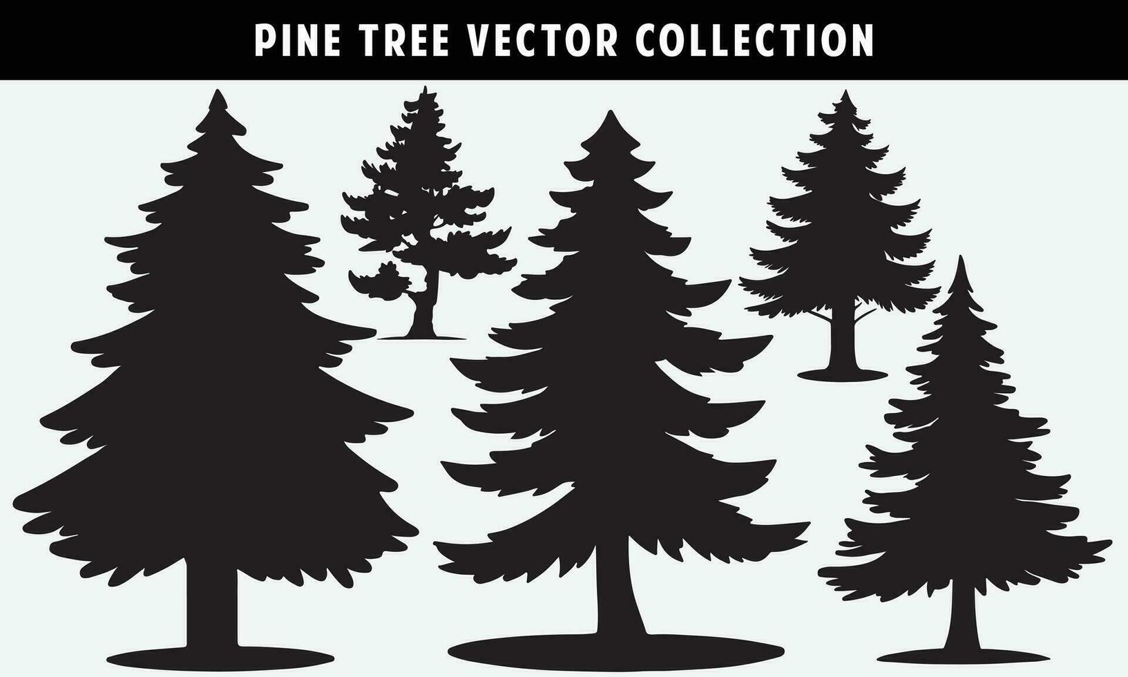 set of pine trees silhouettes vector graphics for design