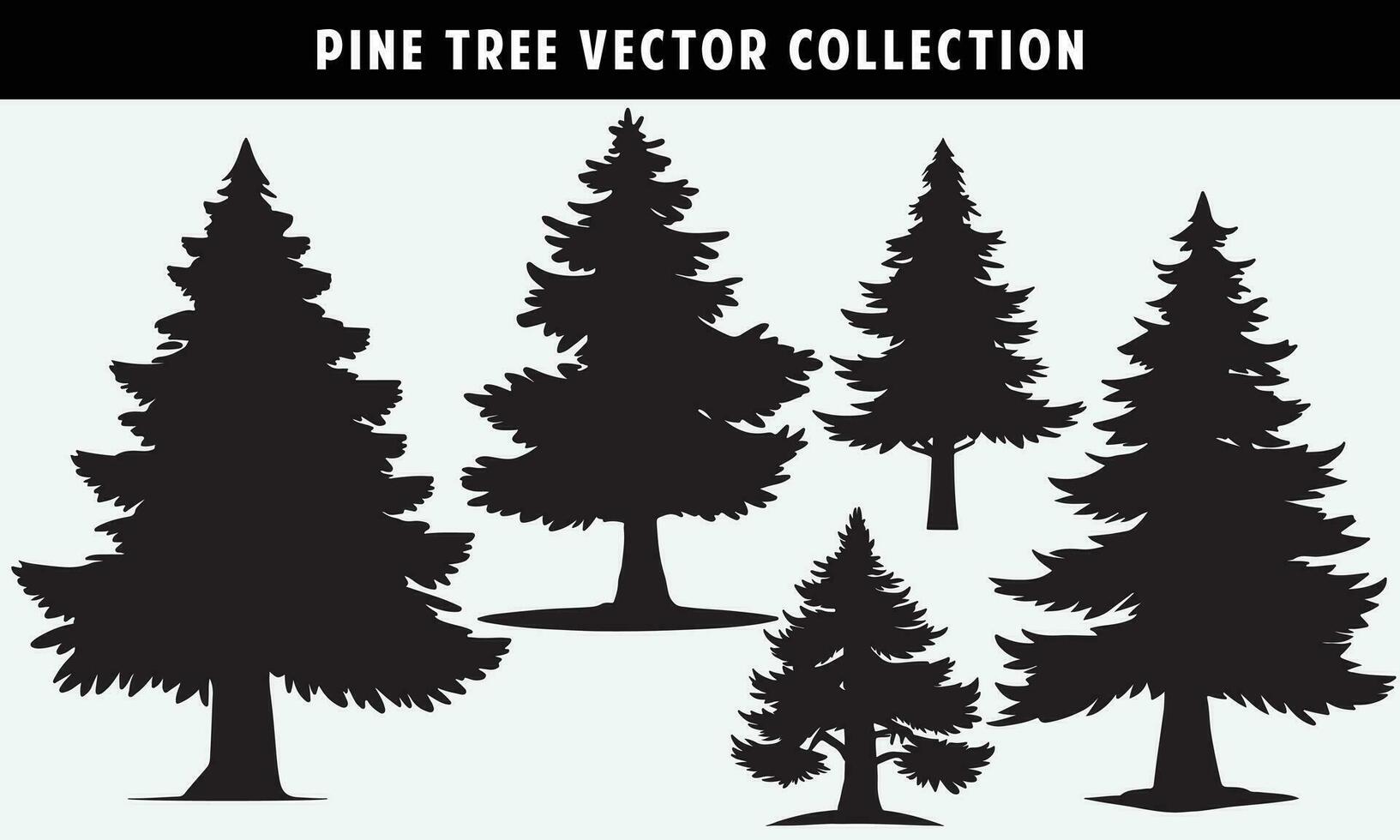 set of pine trees silhouettes vector graphics for design