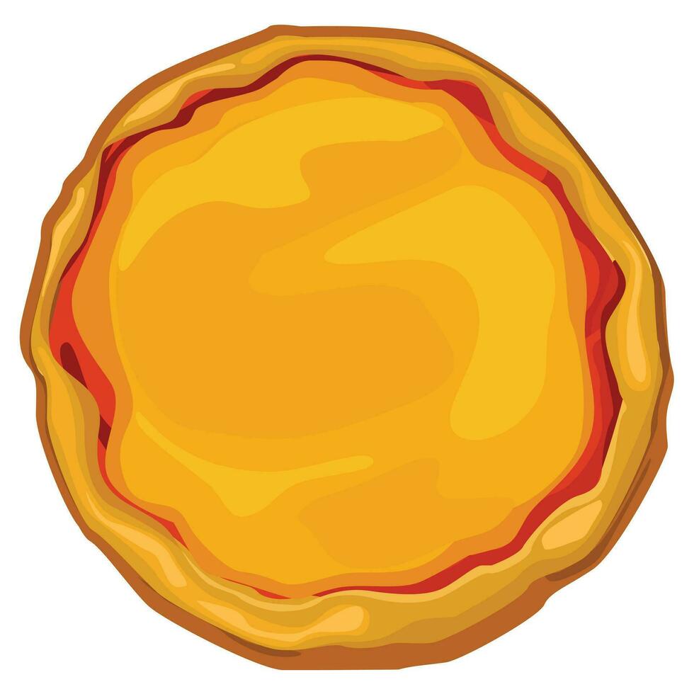 Ready-made pizza dough with tomato sauce and cheese about picking pizza. Preparing pizza dough, vector cartoon