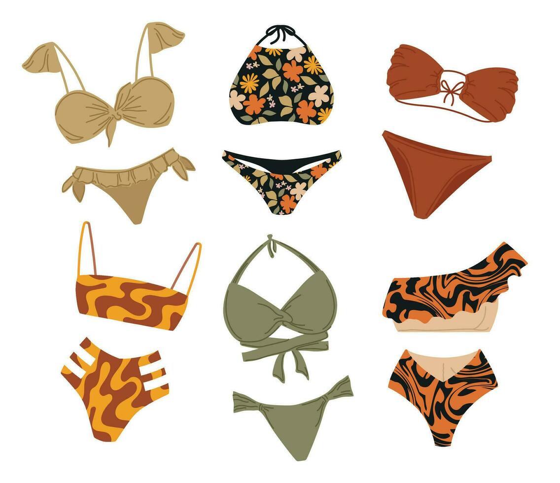 flat swimwear set vector