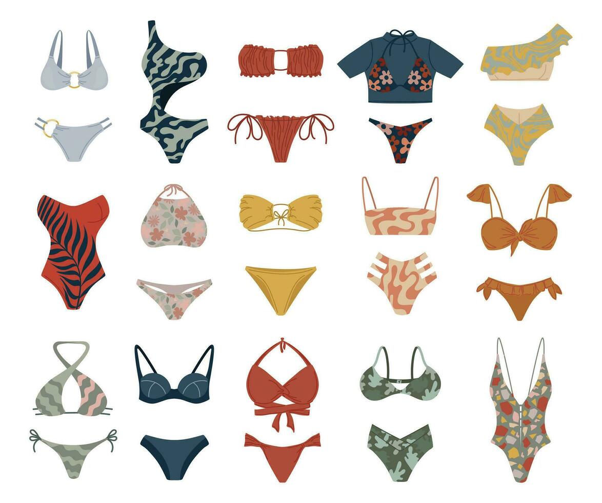 flat swimwear set vector