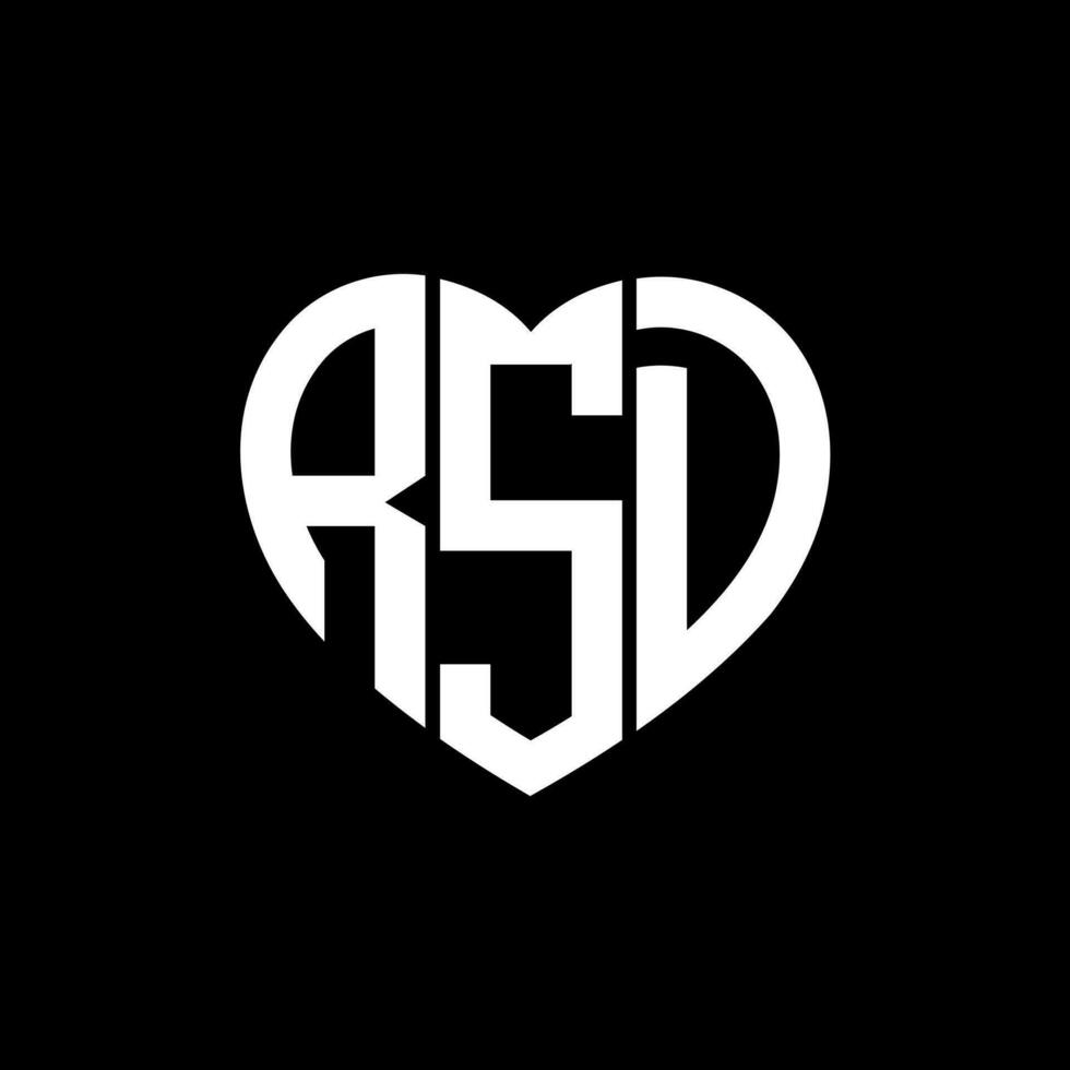 RSD creative love shape monogram letter logo. RSD Unique modern flat abstract vector letter logo design.