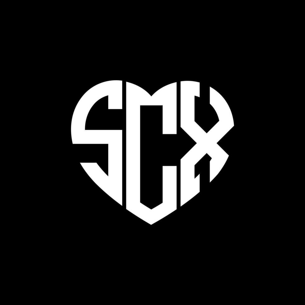 scx creativo amor forma monograma letra logo. scx único moderno plano resumen vector letra logo diseño.