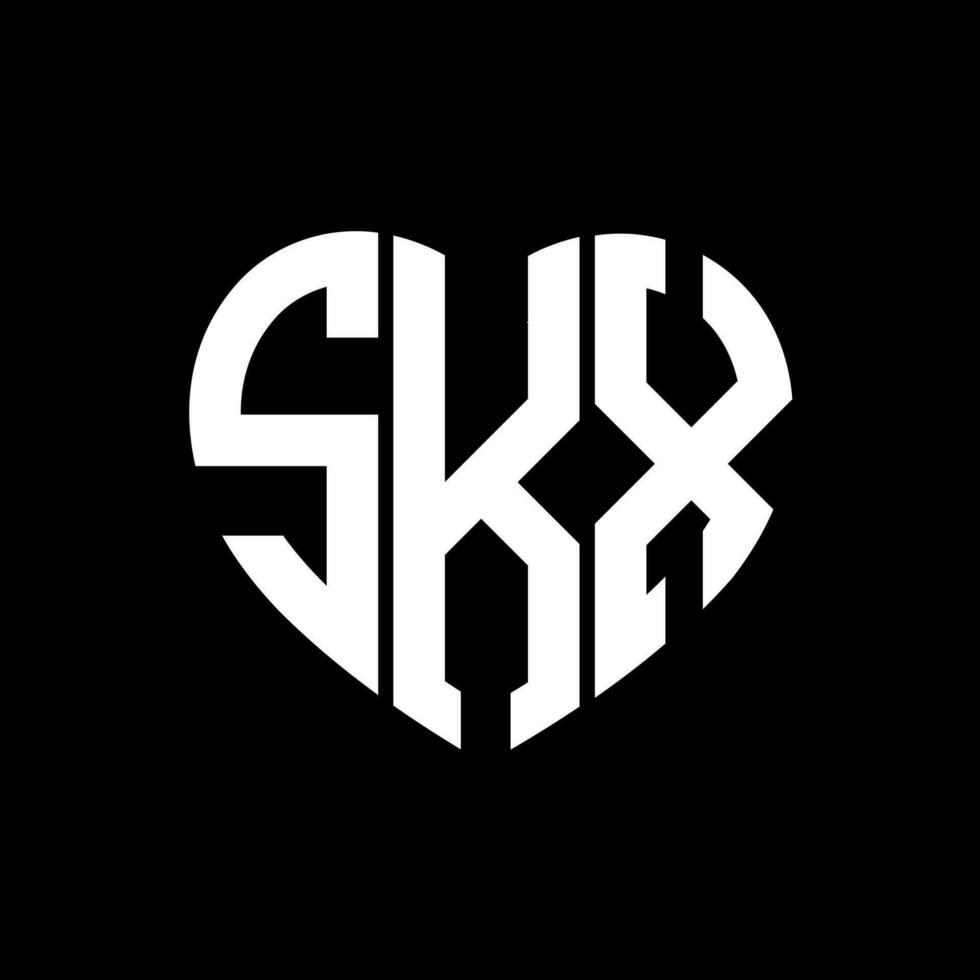 skx creativo amor forma monograma letra logo. skx único moderno plano resumen vector letra logo diseño.