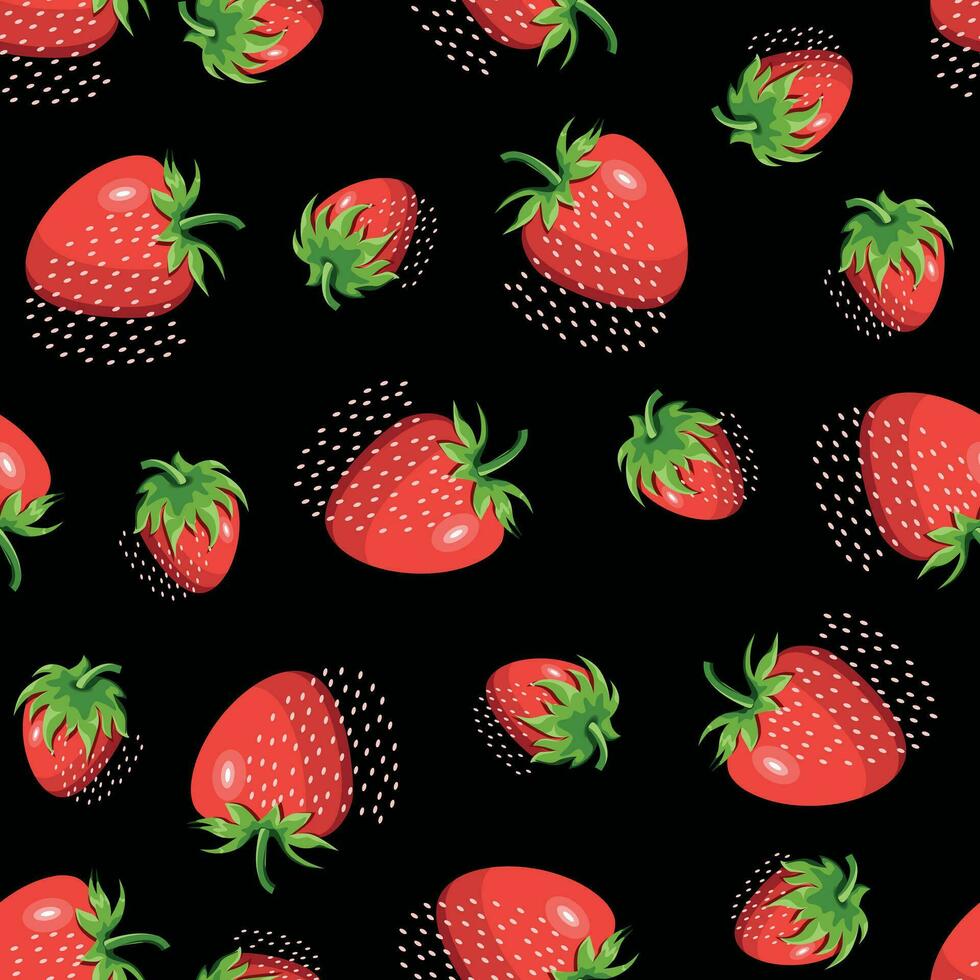 StrPatRed strawberry. Abstract seamless pattern on a dark background vector