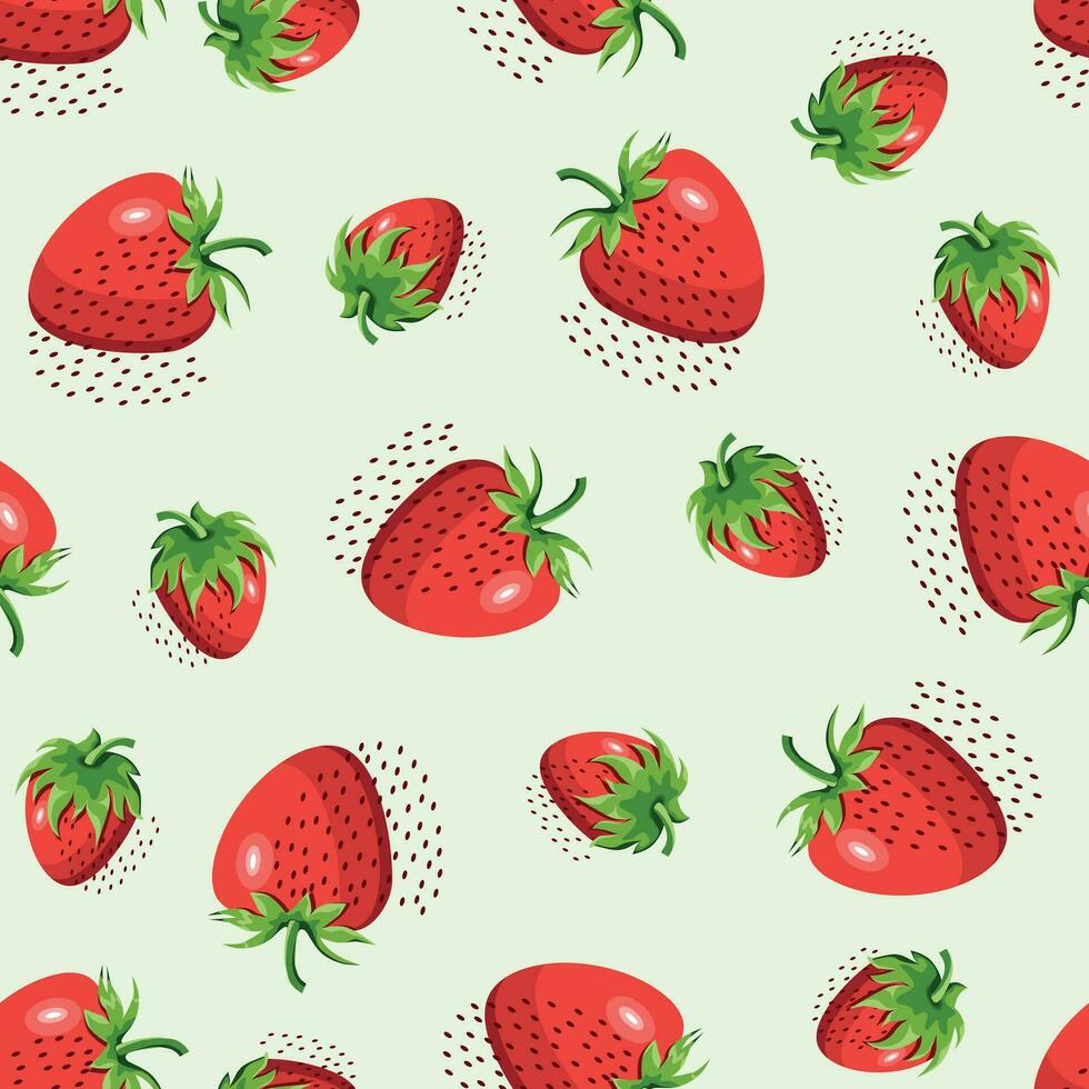 StrPat2Red strawberry. Abstract seamless pattern on a green background vector