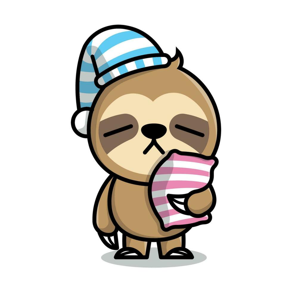 CUTE SLOTH WITH SLEEPY EYES CARTOON VECTOR