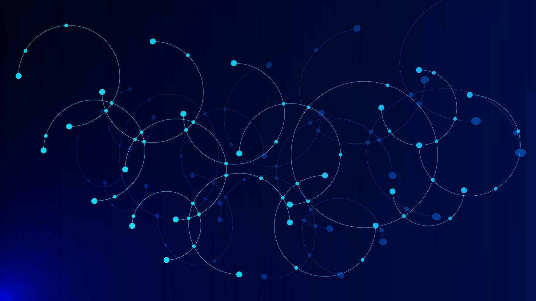 Global communication technology with connecting circle lines and dots. Social networking, network connection, future science techno concept background. Vector illustration.