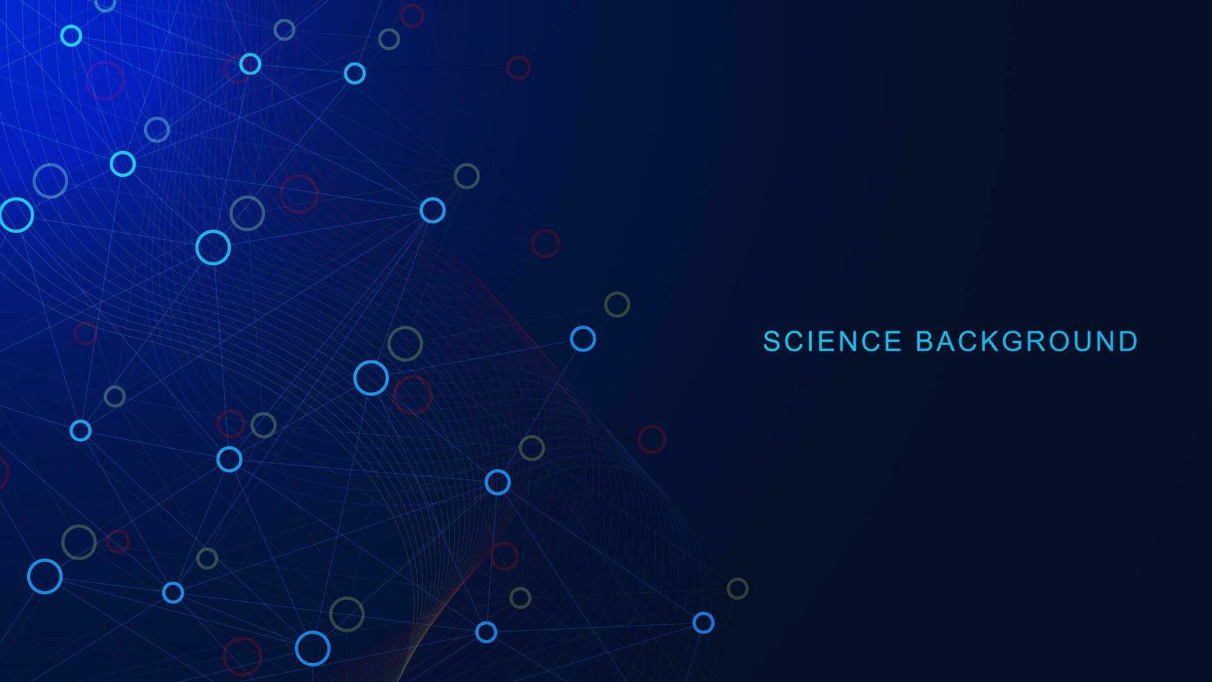 Abstract colorful circle and lines connection. Global communication, social networking, digital network, science and technology background. Vector illustration.