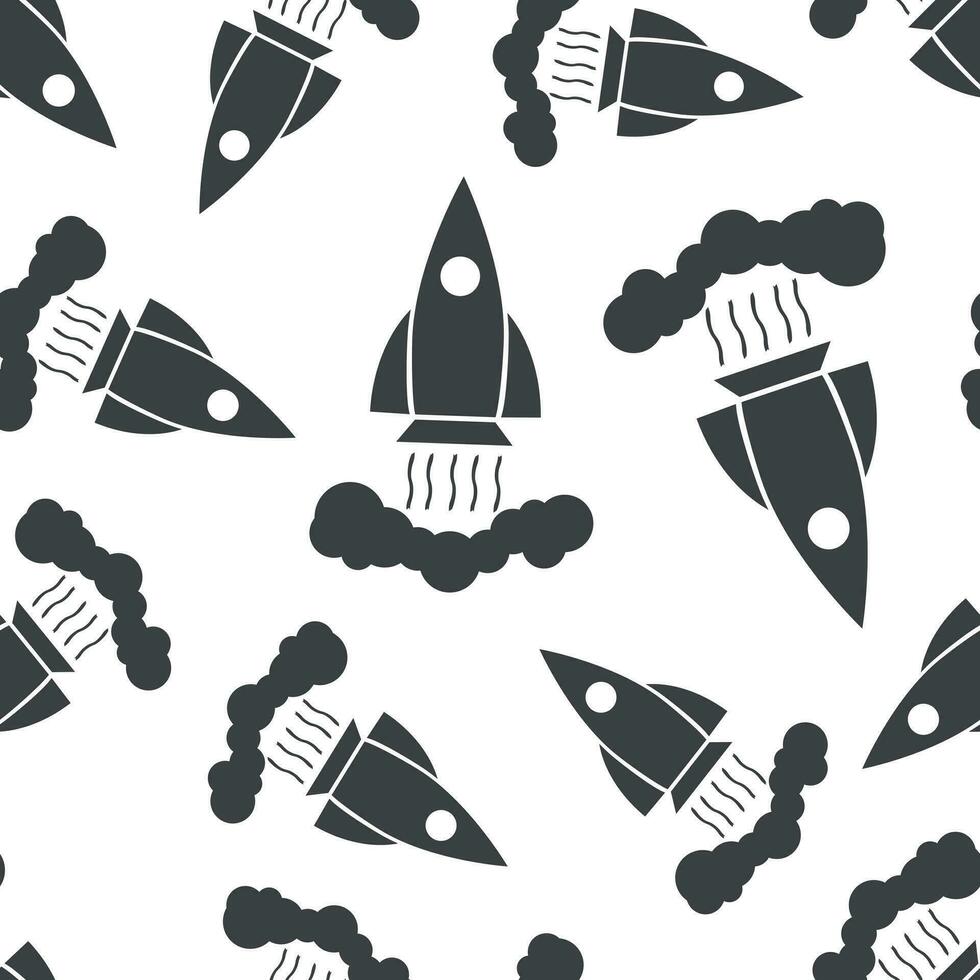 Rocket seamless pattern background. Business flat vector illustration. Startup launch concept sign symbol pattern.