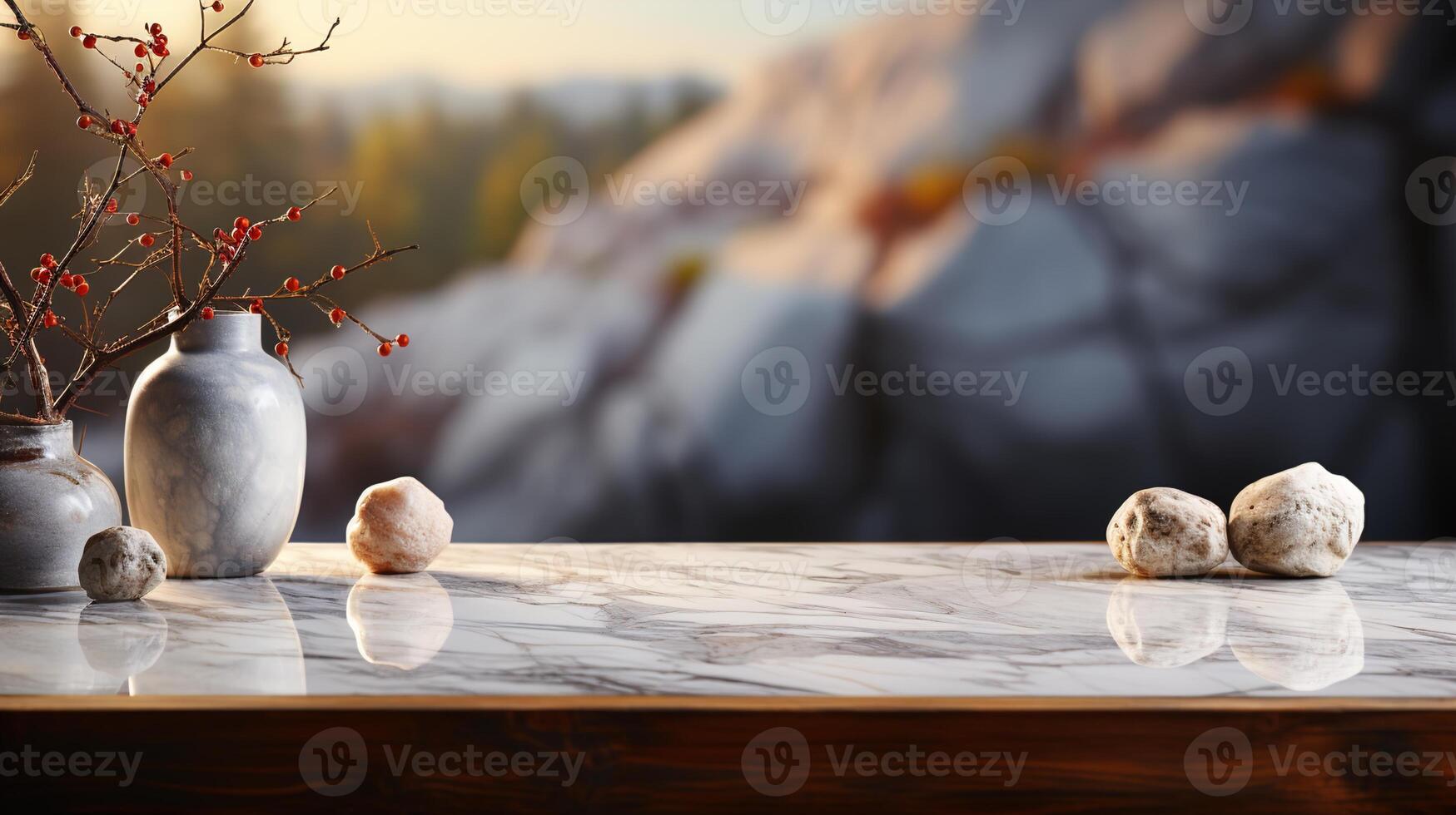 a front view of a Luxurious White and Gold Empty Marble Table for Product Placement on a Dark Background, serving as a blank marble table mockup, Ai generative photo