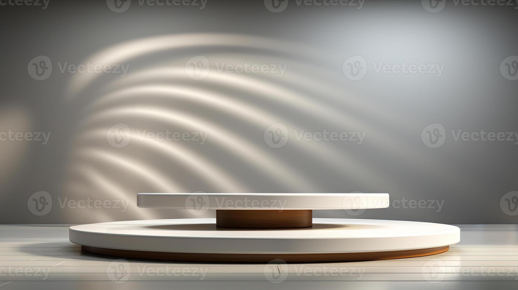 a front view of a white, empty podium stand for product placement with dark background, serving as a blank podium stand mockup, photo