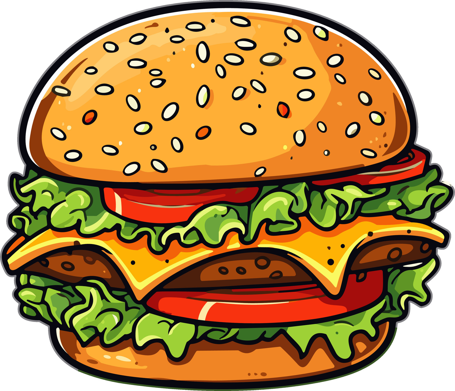 Doodle hamburger sticker clipart transparent vector illustration, ai  generated 25902044 Vector Art at Vecteezy
