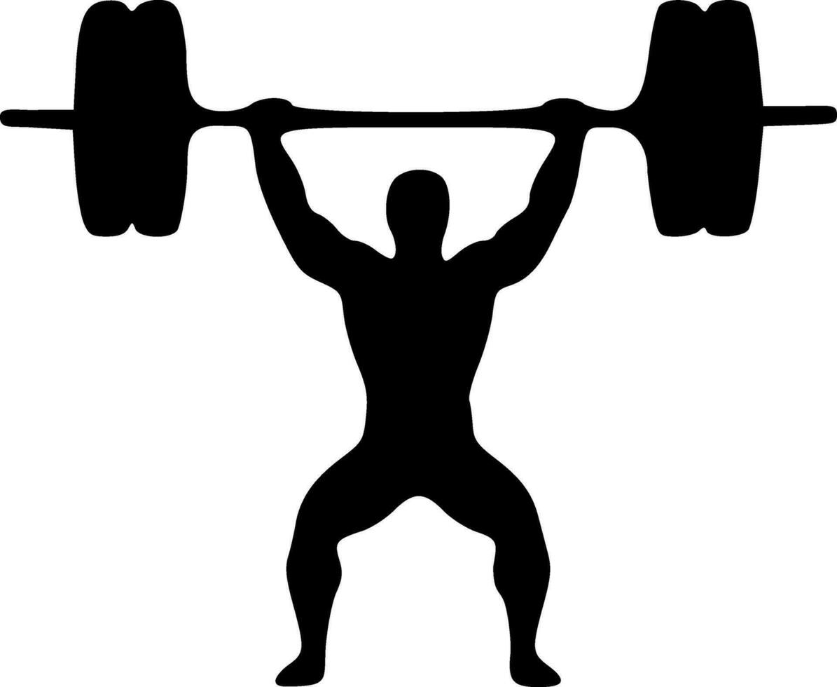 Weightlifting silhouette barbell lift black outlines vector illustration