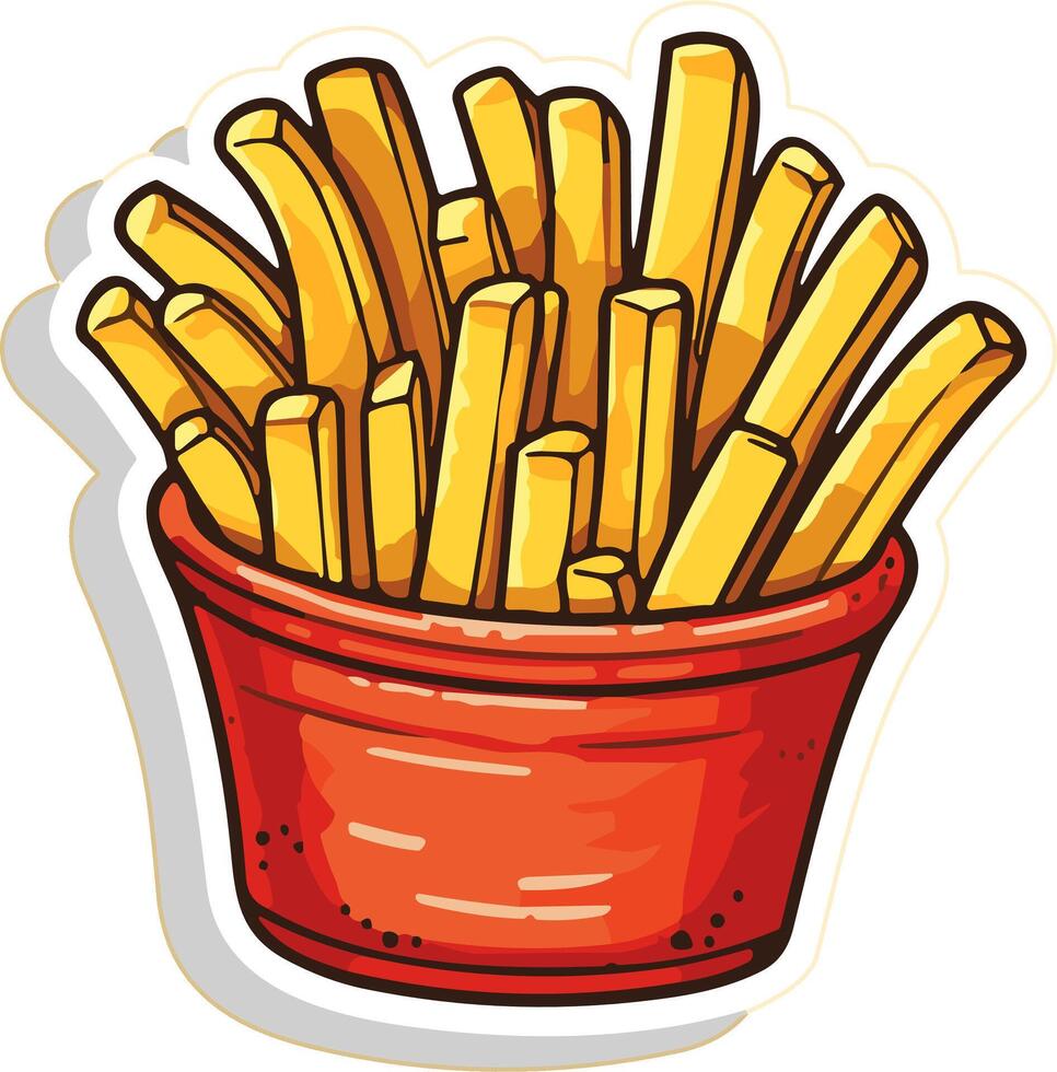 Doodle french fries sticker clipart transparent vector illustration, ai generated