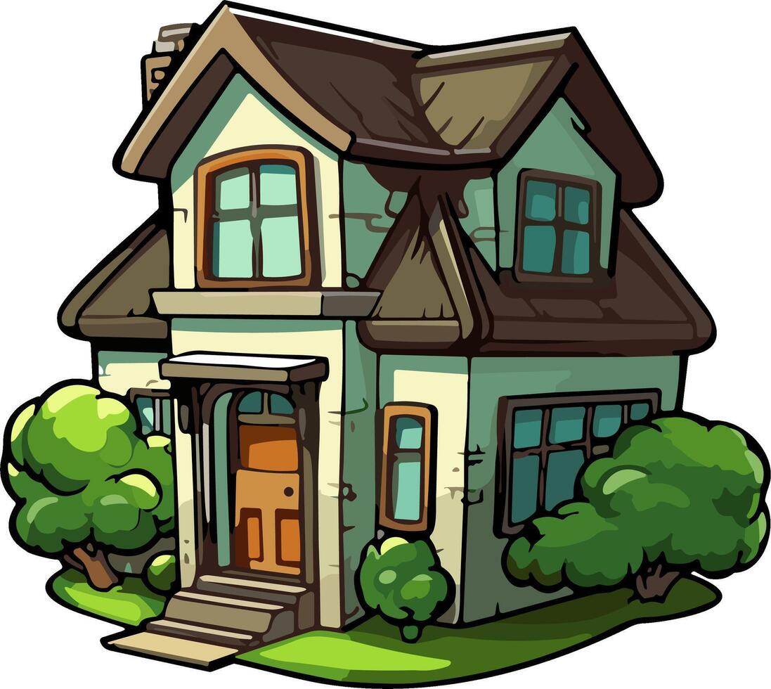House cartoon style illustration, vector