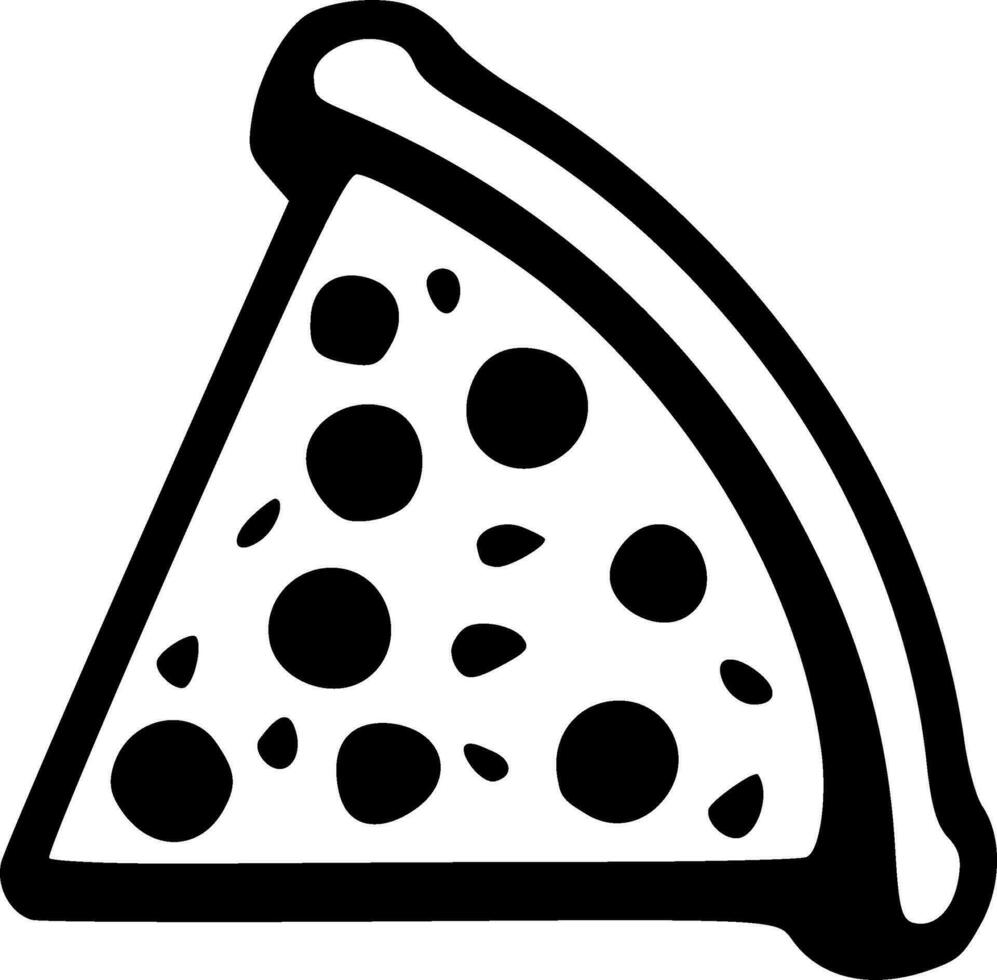 Pizza slice black outlines monochrome vector illustration