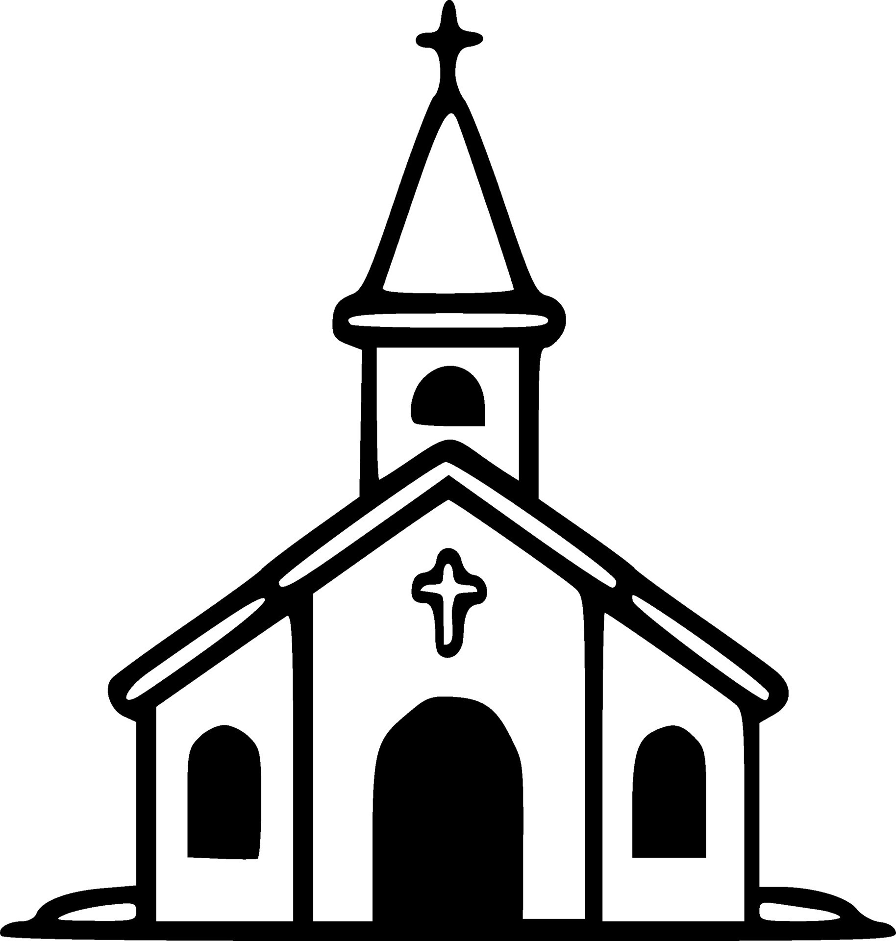 Church building black outlines monochrome vector illustration 25902109