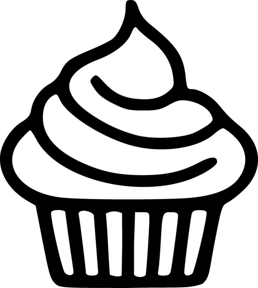 Cupcake black outlines monochrome vector illustration