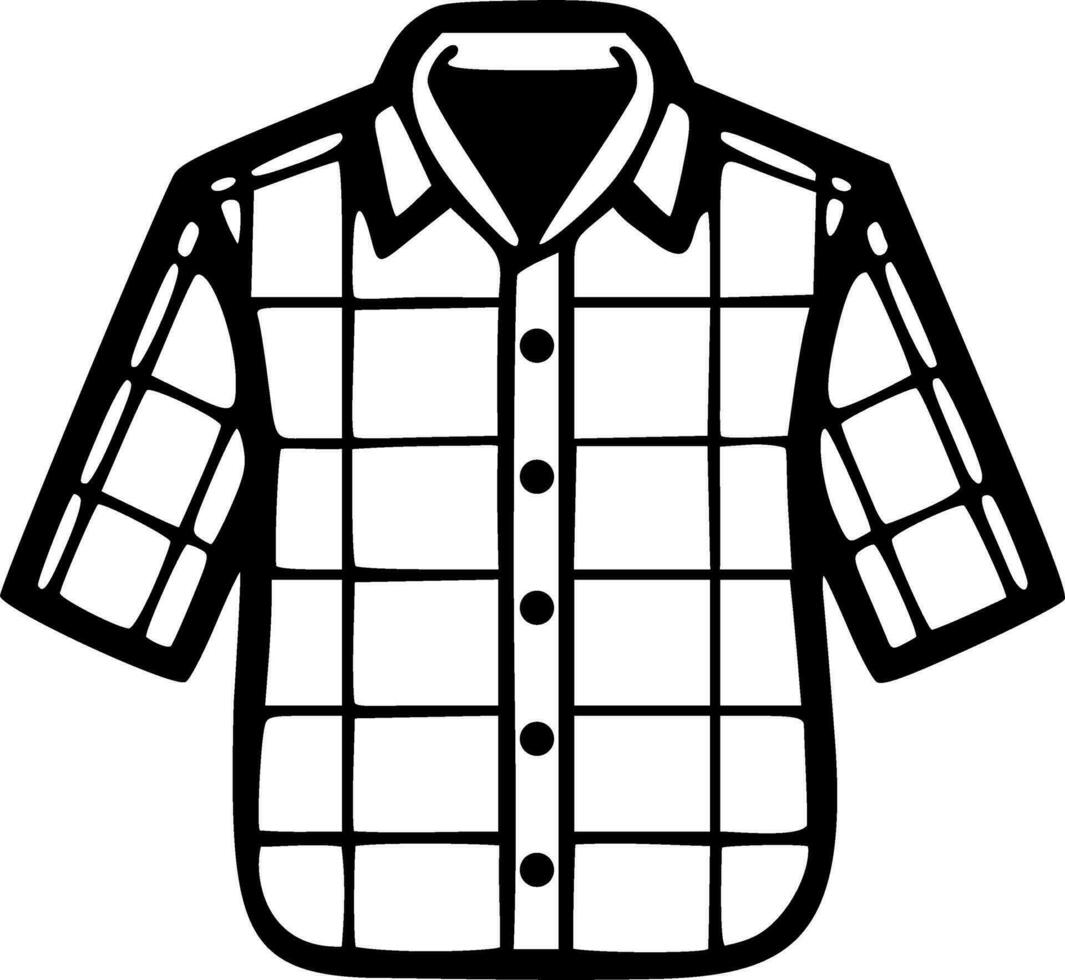 Flannel shirt isolated black outlines vector illustration