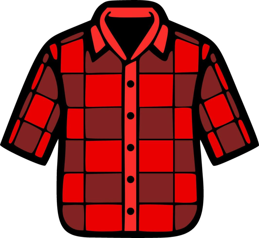Red flannel shirt isolated vector illustration