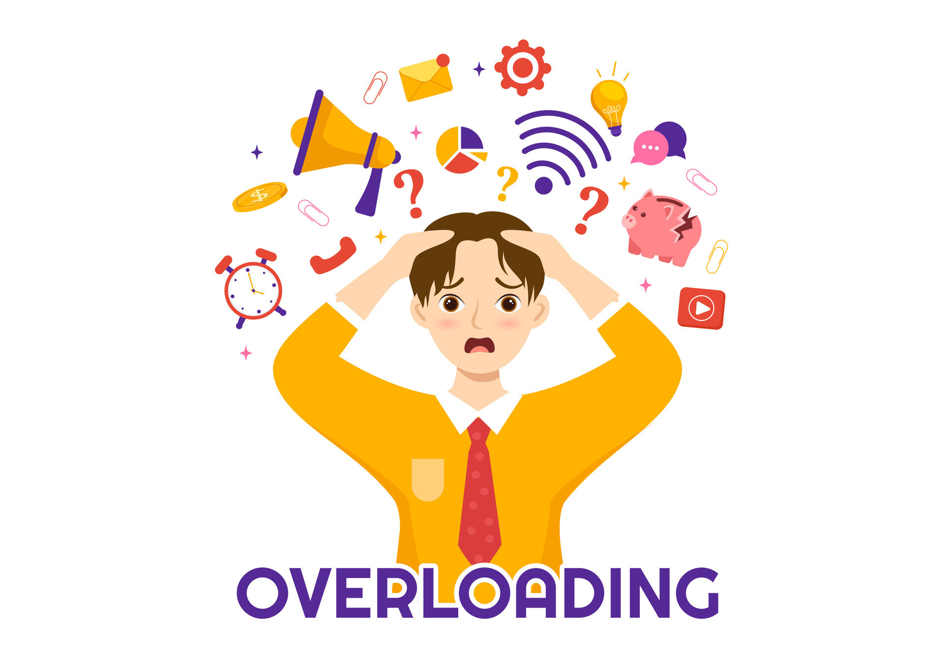 Overloading Vector Illustration with Busy work and Multitasking Employee to  Finish Many Documents or Digital Information in Hand Drawn Templates  25900492 Vector Art at Vecteezy