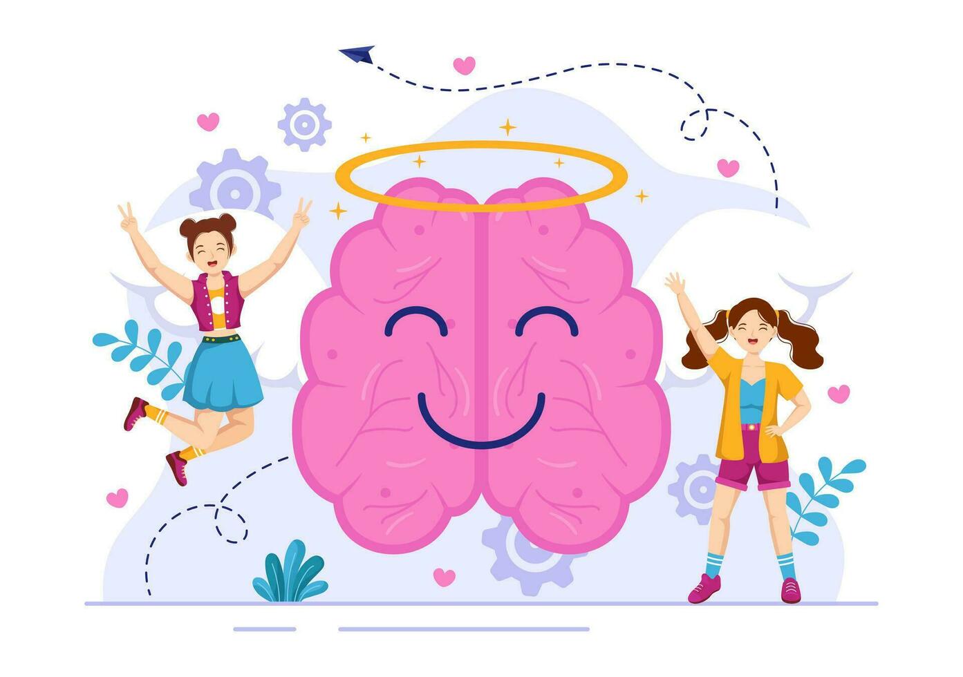 Positives Thoughts Vector Illustration with Thinking Positive as a Mindset in Symbolizing Creativity and Dreams Flat Cartoon Hand Drawn Templates