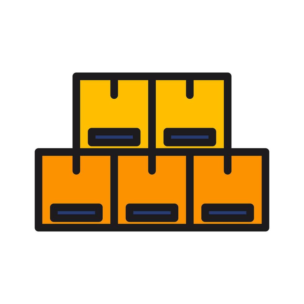pile of sealed goods cardboard box icon, generic concept flat design illustration, vector pictogram for app advertisement web banner button ui ux interface element isolated on white background