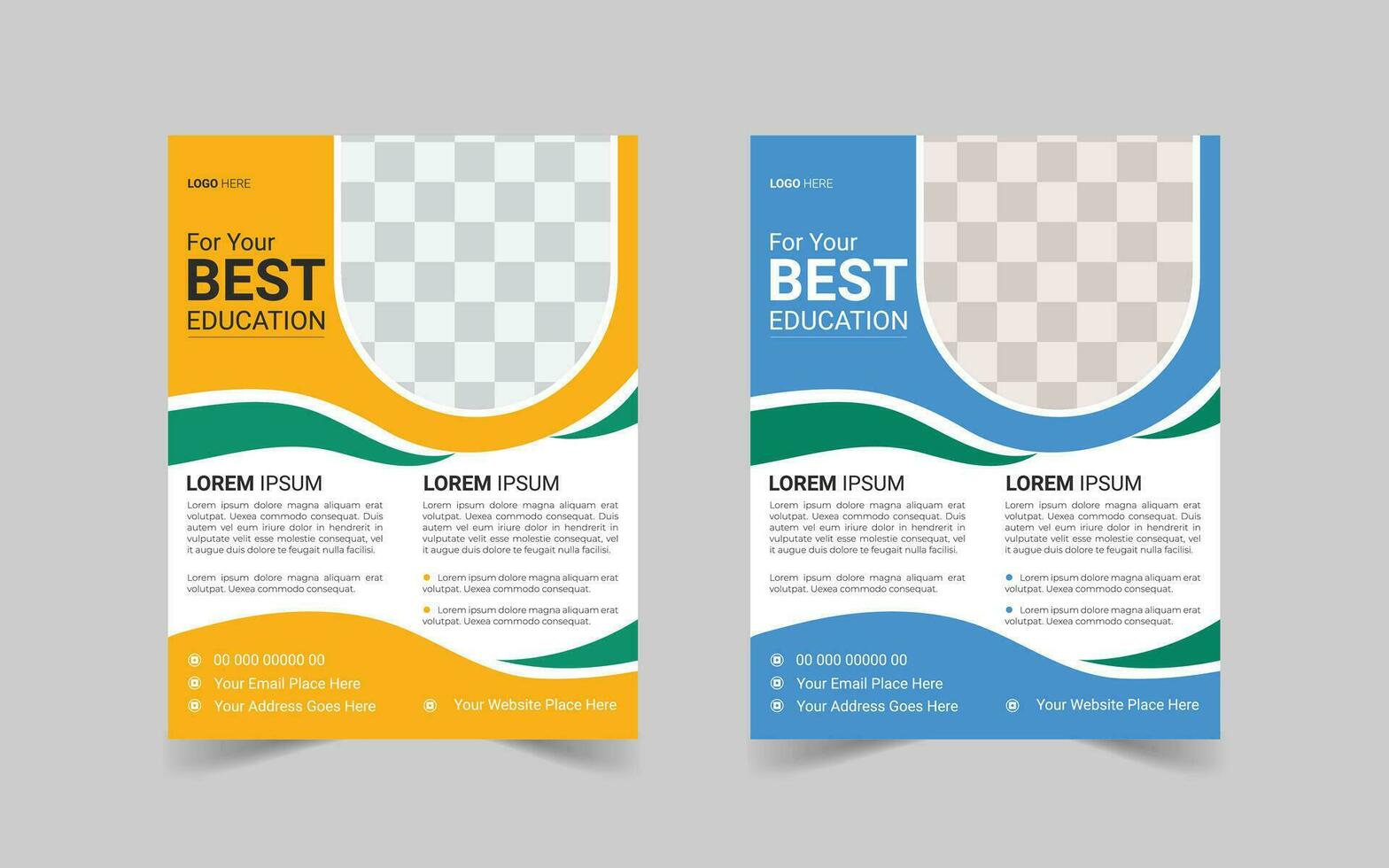 School admission flyer template design. Set of flyers for Studying, training, education, e-learning, courses, university, and graduating. Kids back to school education poster, for social site. vector
