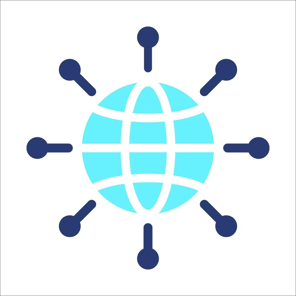 Digital technology, social network, global connect, simple business logo. Black icon on white background vector