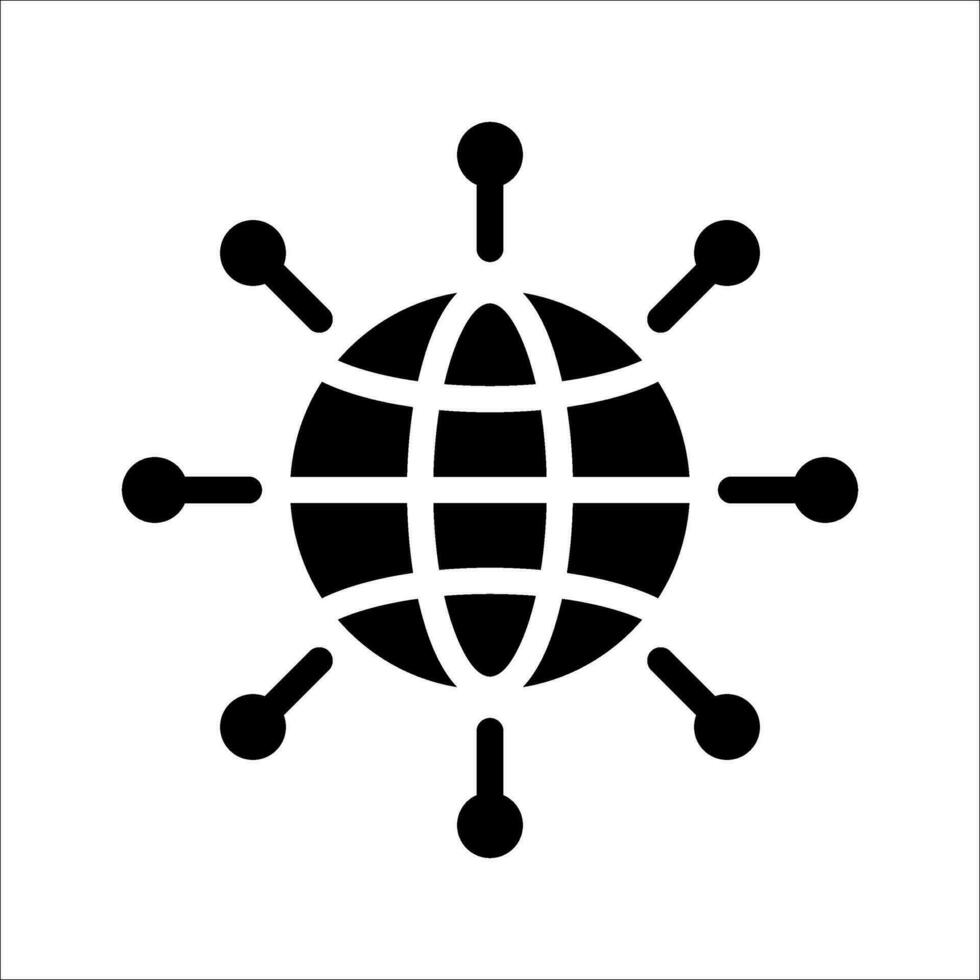 Digital technology, social network, global connect, simple business logo. Black icon on white background vector