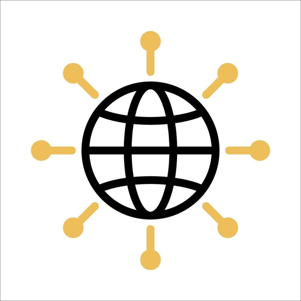 Digital technology, social network, global connect, simple business logo. Black icon on white background vector