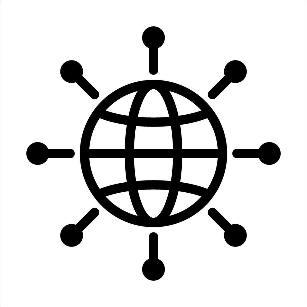 Digital technology, social network, global connect, simple business logo. Black icon on white background vector