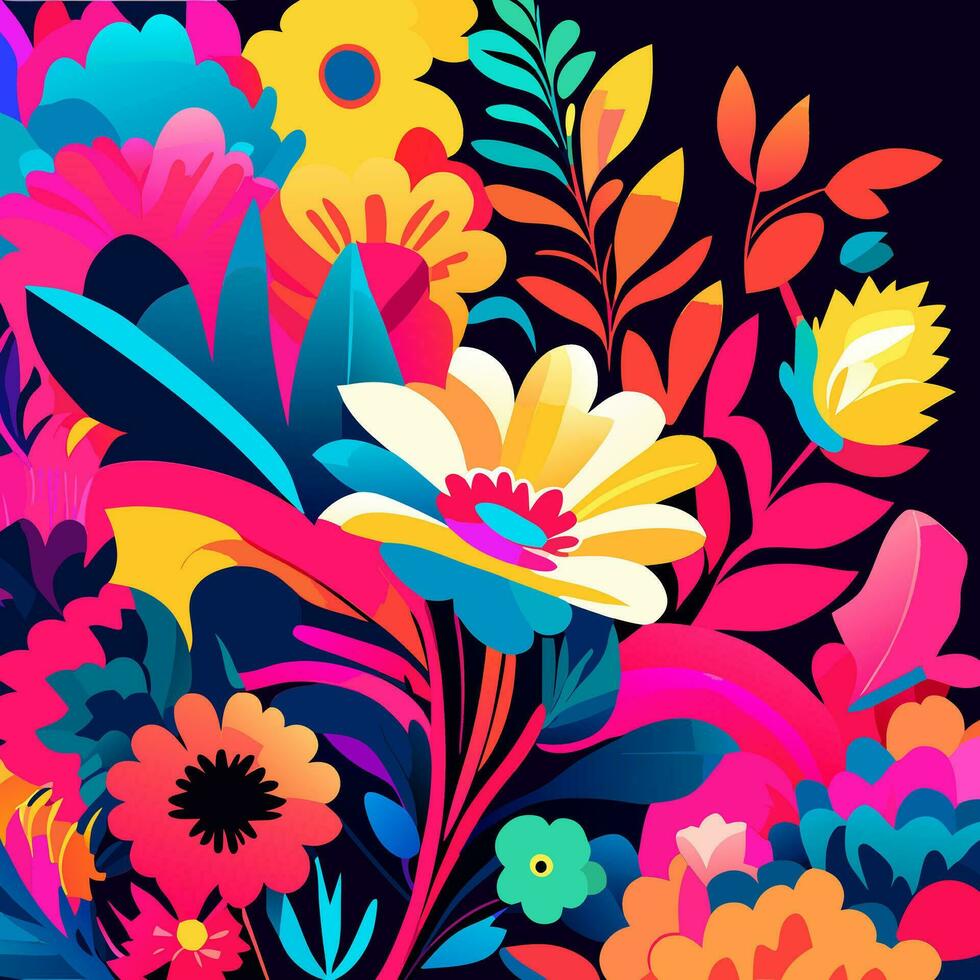 Floral background. Tropical flowers. Vector illustration
