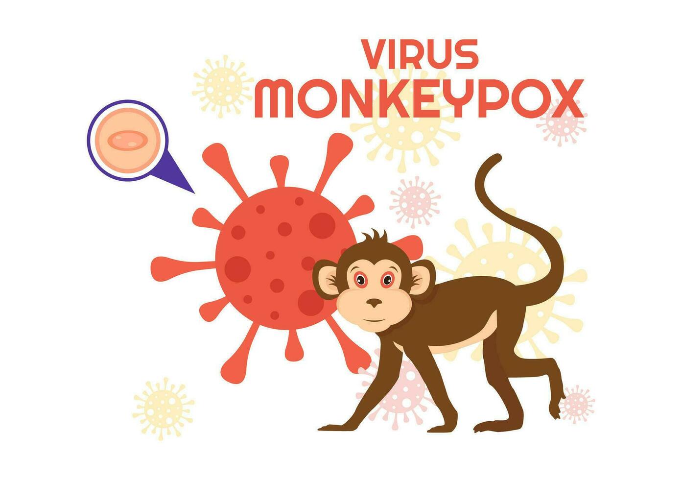 mono viruela brote vector ilustración de virus síntomas en humanos viruela del simio microbiológico en plano dibujos animados mano dibujado plantillas