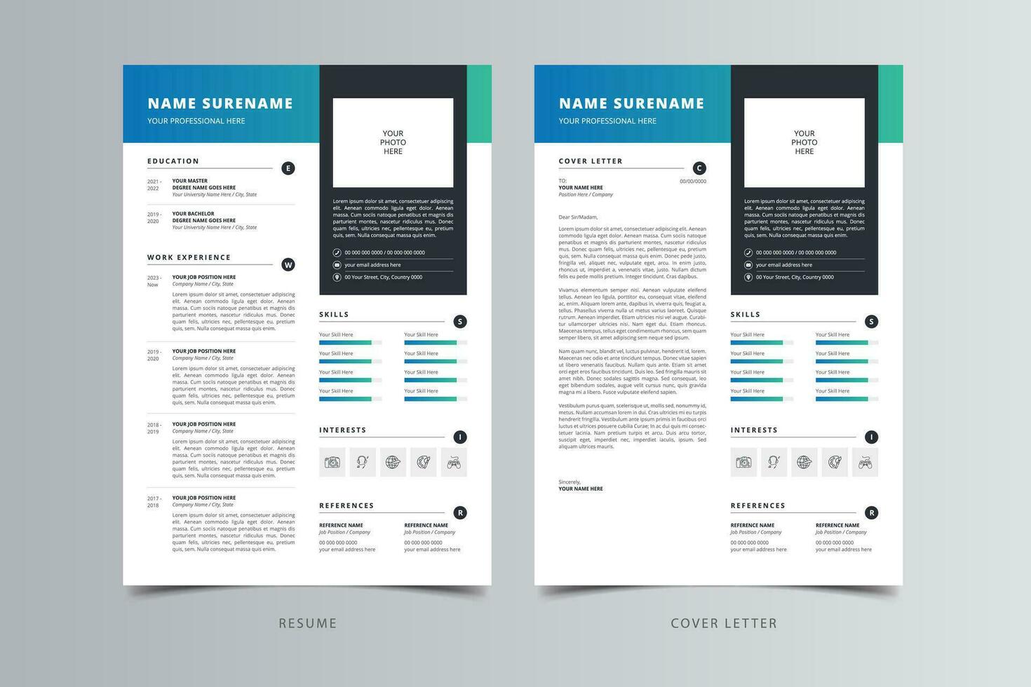 Resume Template, Professional Modern Resume Template, CV Template vector