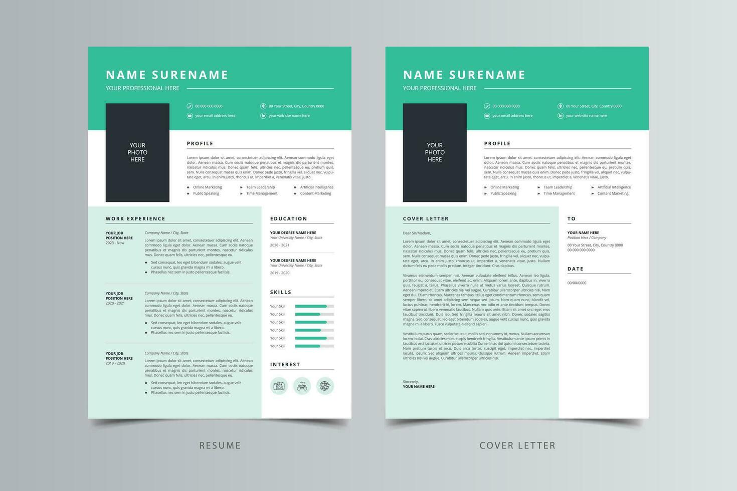 Resume Template, Professional Modern Resume Template, CV Template vector